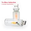 LED Flame Filament Frosted Clear Glass Night Light USB Blow Control Flashing Candle Light for Car Home Room Laptop PC Decoration