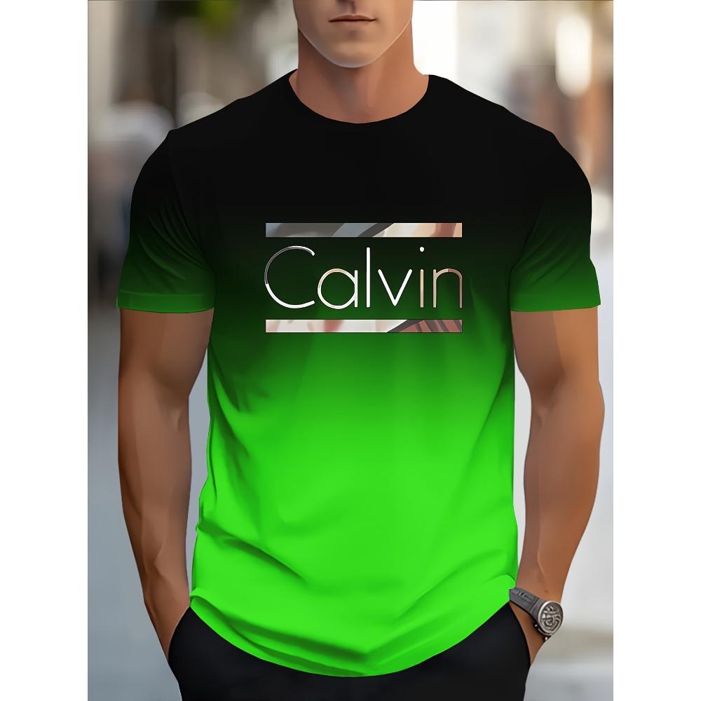 Farbverlauf Cavell Letter Print Herren T-Shirt Sommer Freizeit Sport Herren Top Mode Atmungsaktiv Outdoor Kurzarm T-Shirt