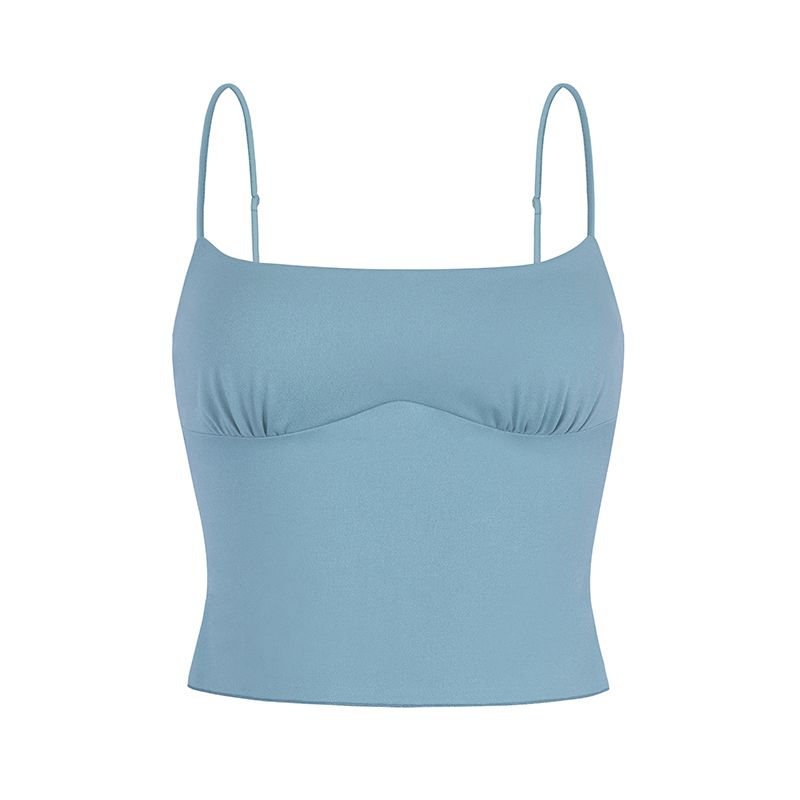 

Itsnikar Чистое Желание Французский Сексуальный с Подушечками на Груди Майка Модная Верхняя Одежда Приталенный Топ-Труба Короткий Тип Топы Blue XS