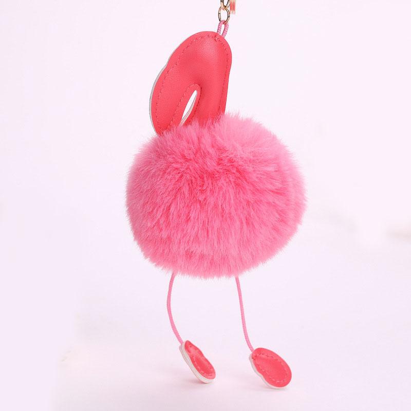 Cute Fluffy Pompom Flamingo Plush Toy Fur Fake Rabbit String Pendant Rope Plush Doll Toys Decor Gift Toy Bag Pendant Toy