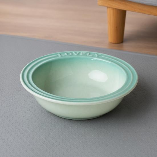 Ceramic Cat Feeding Bowl, Whisker Friendly Kitten Dish for Food & Water, Microwave Dishwasher Safe Wide Shallow Pet Plate for Dry Wet Food