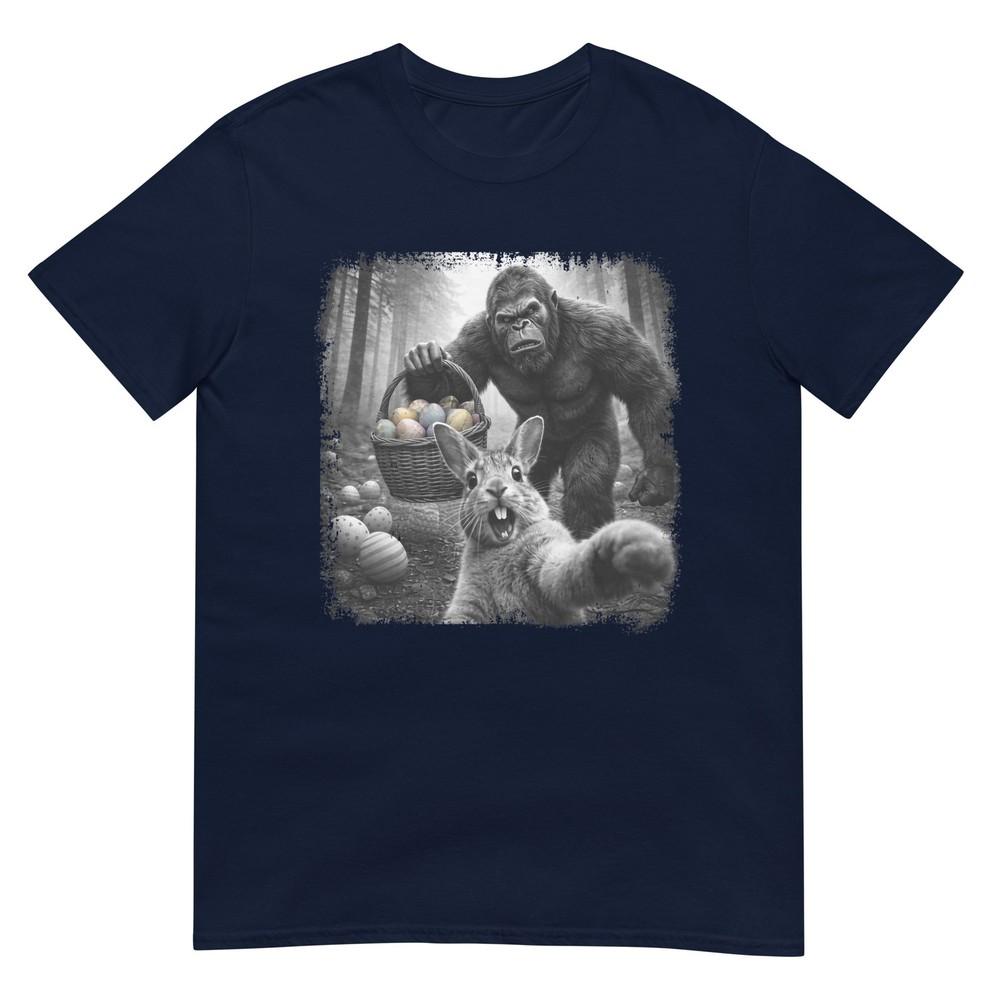 Funny Easter Day Bunny Selfie With Bigfoot Easter Eggs Unisex TShirt S