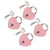 4 Set Heart Padlock Zinc Alloy 38x30mm Love Lock with Key for Jewelry Boxes Wallets Handbags Rose