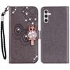 For Samsung Galaxy A35 5G Wallet Case Leather Phone Cover Owl Flower Imprinted