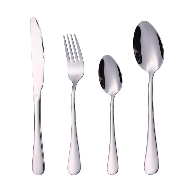 Stainless steel tableware, knives and forks, spoons, western food steak knives and forks, household thickened pointed spoons, round spoons, supplies