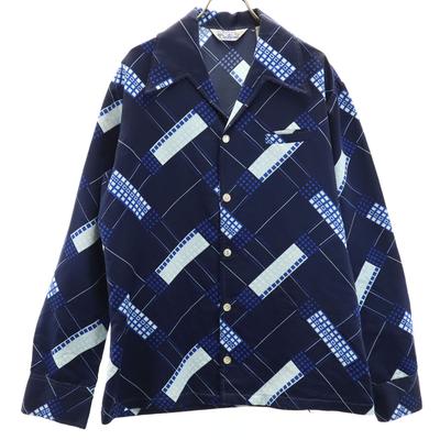 Da Vinci Delfina 70s Vintage Geometric Pattern Long Sleeve Open Collar Shirt Men's Used