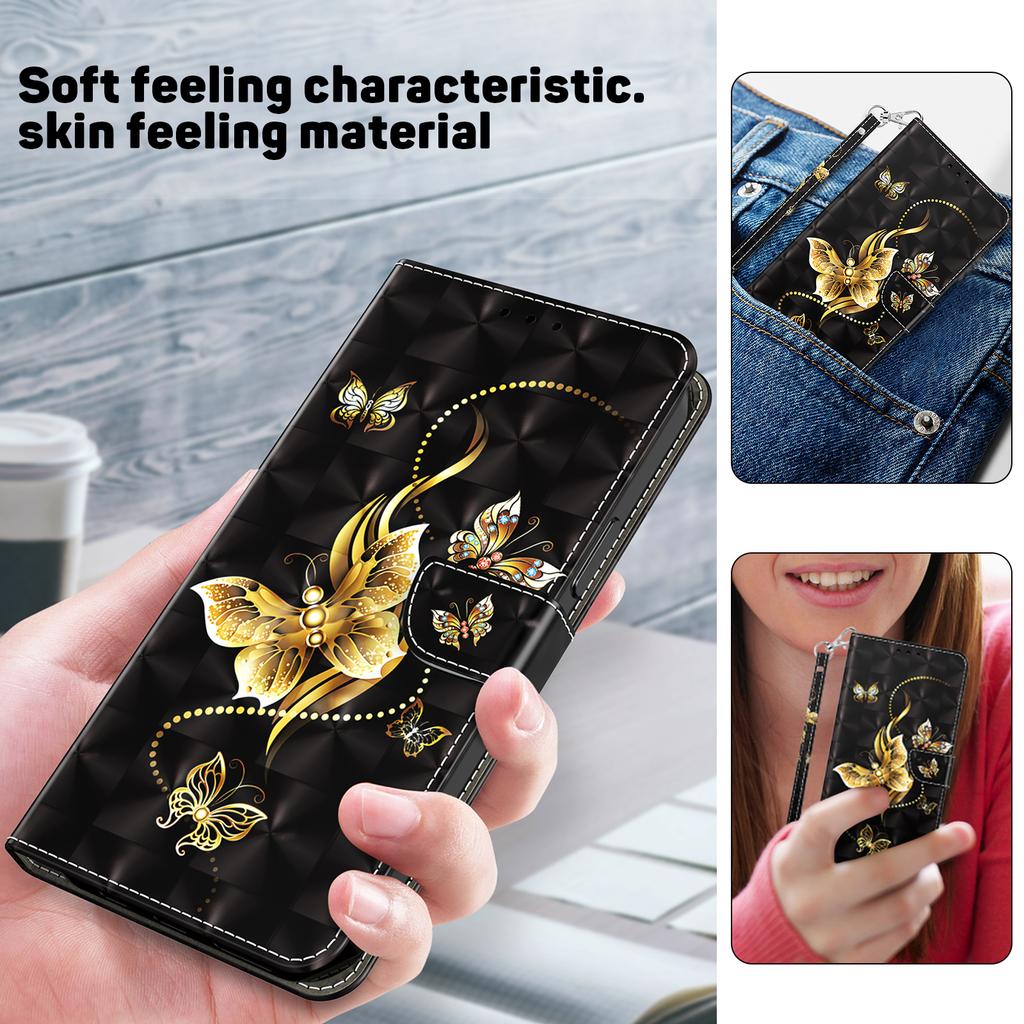 For Samsung Galaxy A25 5G (Global) (161.0 x 76.5 x 8.3mm) Pattern Printing Phone Case with Wrist Strap