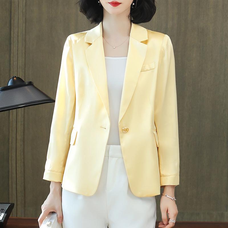 Silk small blazer women's spring and autumn new one-button casual commuting temperament mulberry silk suit
