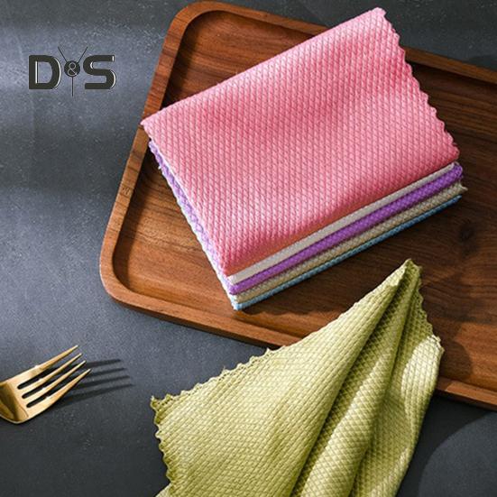 5/10Pcs 30x40CM Fish Scale Kitchen Cleaning Cloth Streak Scratch Free Absorbent Dishcloth Reusable Washable Microfiber Rag Kitchen Tableware Glass