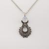 Natural Rainbow Moonstone Gemstone 925 Sterling Silver Oxidize Jewelry Pretty White-Stone Pendant 1.8" For Your Loved Ones CP-45-22