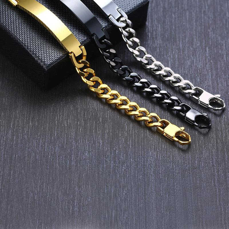 Vnox Bracelets d'Identification en Acier Inoxydable 9mm pour Hommes Personnaliser Nom Image Cadeau Unique Bracelets à Maillons