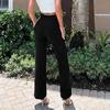 Women Casual Trousers High Waist Elastic Wide Leg Pants Solid Color Lounge Work Travel Daily Wear