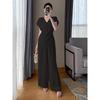 Plus Size Women's Stylish Korean Short Sleeve Top and Wide Leg Pants Two-Piece Set
