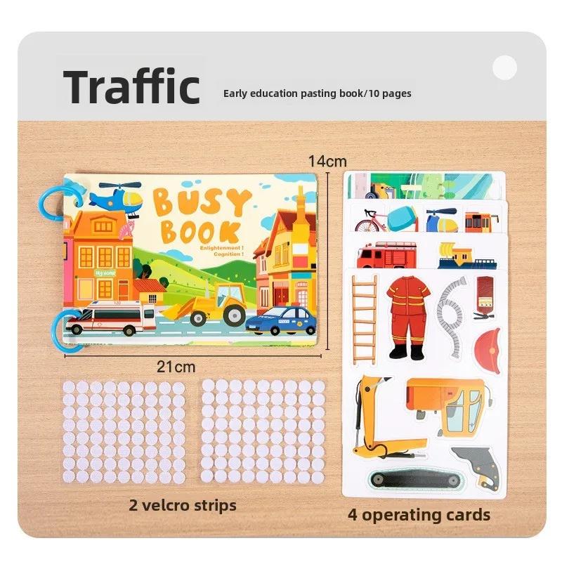 Education Puzzle Enlightenment Busy Book, Multiple Themes of Cognitive Tear-Off Toy Book Early Development of Concentration Toys