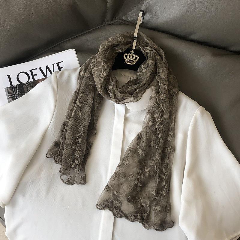 Romantic Sweet Mori Lace Scarf Female Korean Version Embroidered Lace Silk Scarf Japanese Versatile Spring and Summer New