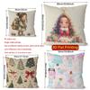 Christmas Cute Cartoon Pillow Covers Pattern Cushion Cover Suitable for Sofa Bedroom Car Pillow Cover