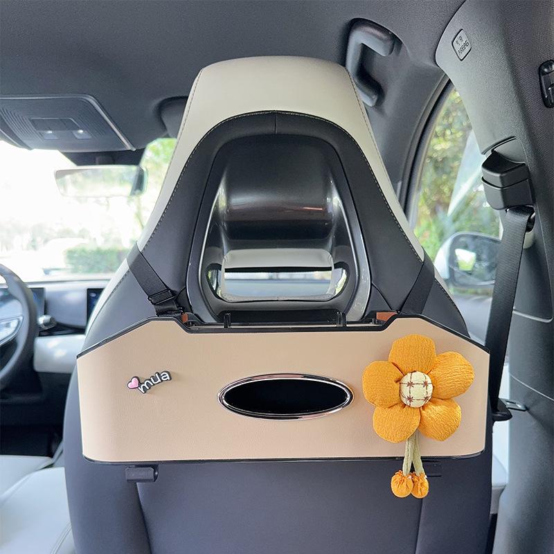 Aufbewahrungsbox für die Rücksitzlehne mit Taschentuchhalter & Getränkehalter - Multifunktionaler Organizer