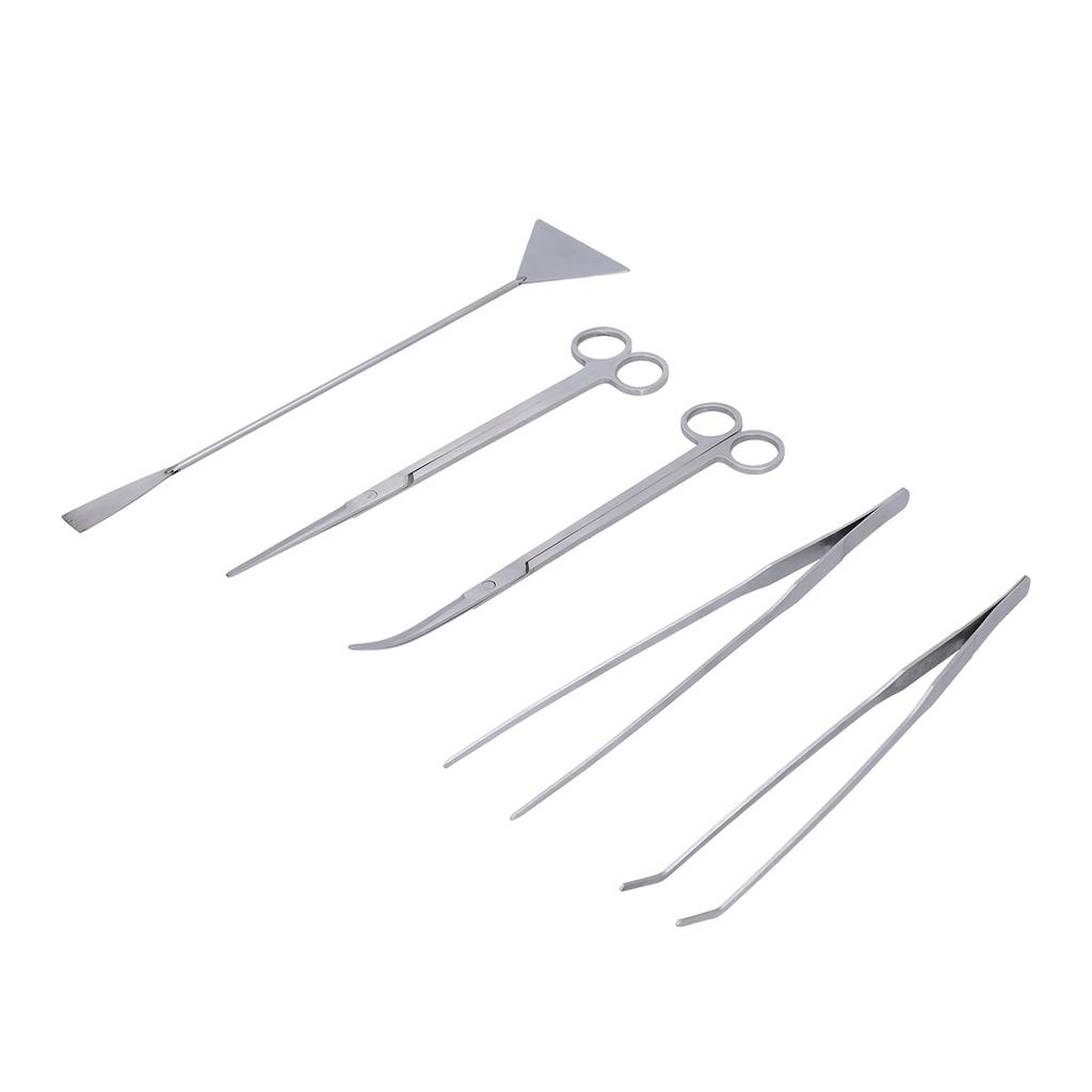 5‑In‑1 Aquarium Cleaning Tool Kit Straight Tweezers Curved Tweezers Straight Scissors Curved Scissors Scraper