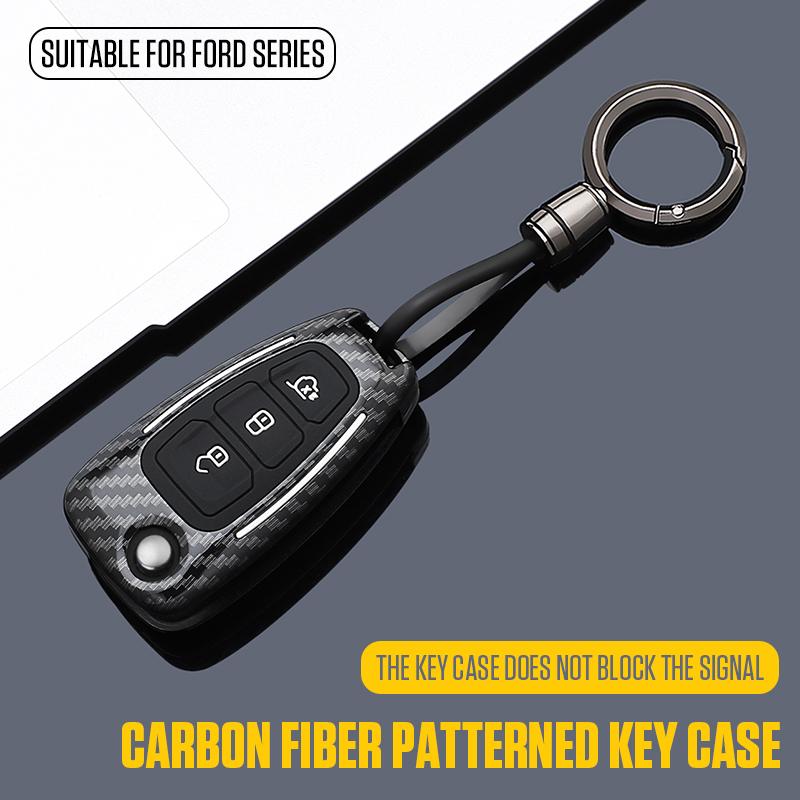 Carbon Fiber ABS Car Key Case Cover For Ford Fiesta Ranger C-Max S-Max Focus 3 4 Galaxy Mondeo Transit Tourneo Custom MK3 MK4