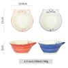 Set of 2pcs Cartoon Cat Bowl Ceramic Rice Bowl Kitty Dessert Bowl Chinese Cuisine Dipping Bowl Ramekin 4.5 Inch
