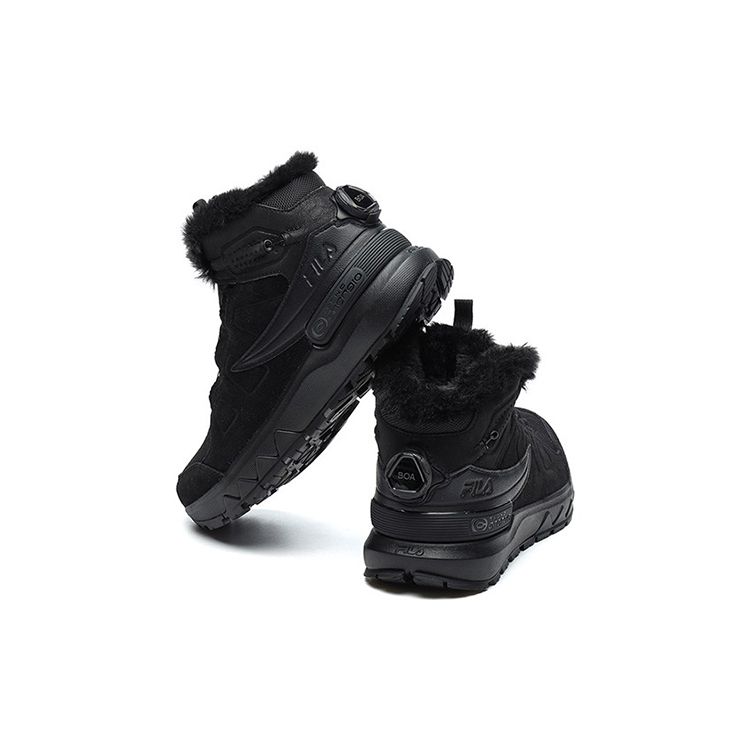 FILA Lynx Terrain Boa Outdoor Racing Sports Fleece Fabric High-Top Running Shoes Women sneaker Black A12W142210FBD