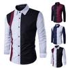 Men Shirt Color Block Splicing Streetwear Buttoned Korean Style Social Shirt for Office