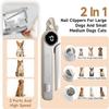 2-in-1 Dog Cat Nail Grinder LED Light Ultra Quiet Pet Nail Clipper with Splash Guard Electric Dog Cat Claw Care File