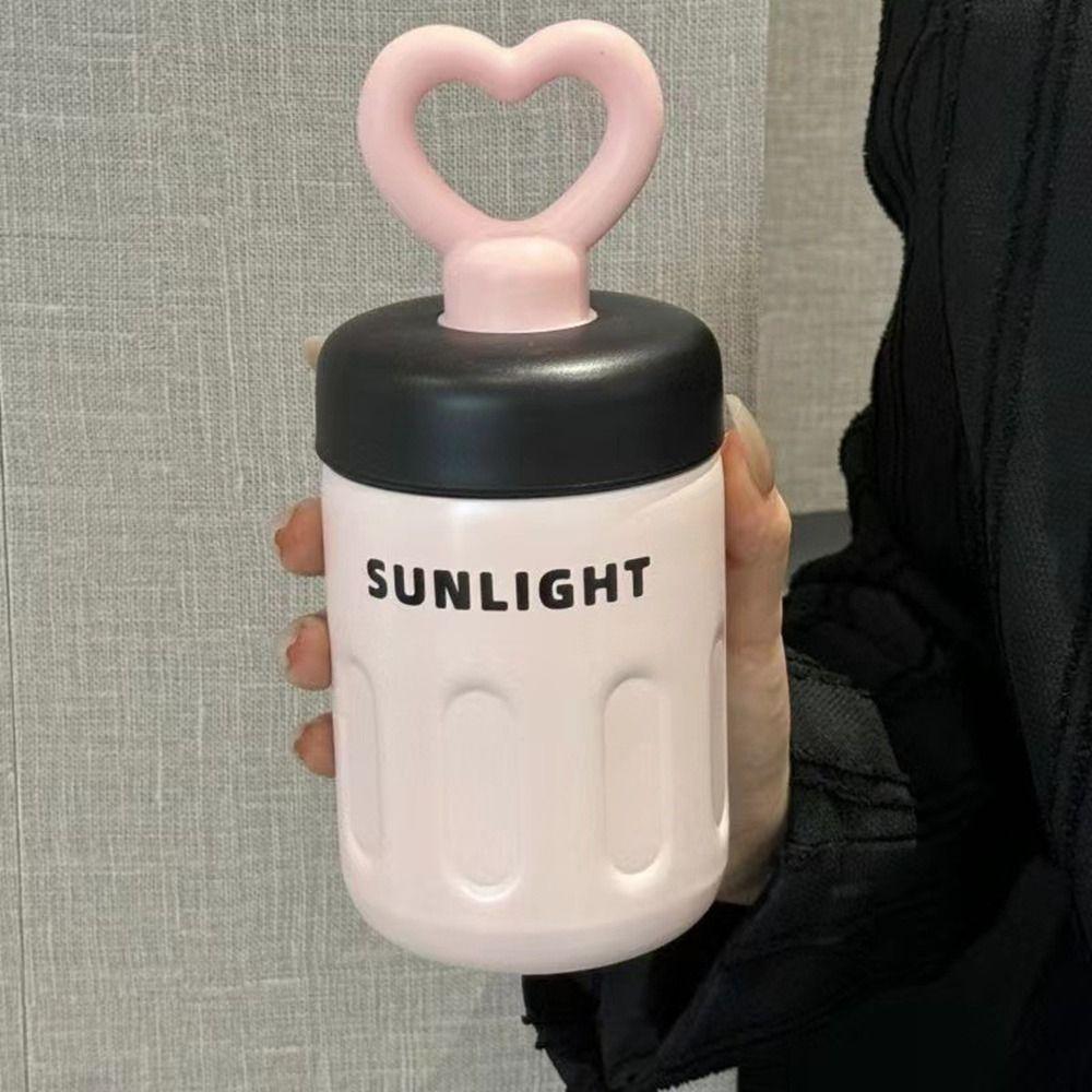 Keep Warm Keep Ice Love Handle Straw Cup Stainless Steel Coffee Mug Insulated Bottle Cup Student