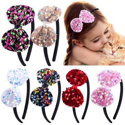 Glitzernde Schleifen-Stirnbänder für Mädchen Rote Schleife Haarspangen Halloween Weihnachtsfeier Cosplay-Kostüm Geschenke für Teenager-Frauen