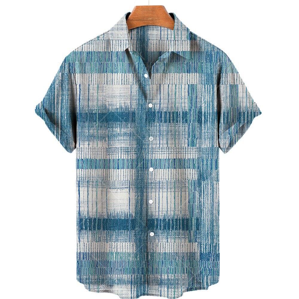 Geometric Pattern Short Sleeve Shirt, Casual Breathable Daily Wear