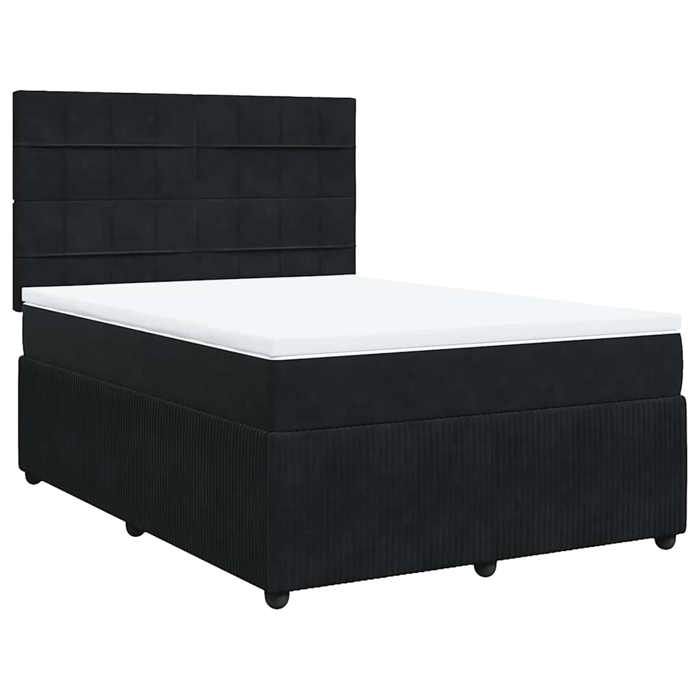 Maison Exclusive - Bed Slat Base with Mattress Black 140x200 Cm Velvet