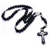 1 Pezzo Croce Nera Legno Antico Religioso Rosario Ciondolo Collane Gesù San Benedetto Collana con Perline per Uomini Donne Gioielli