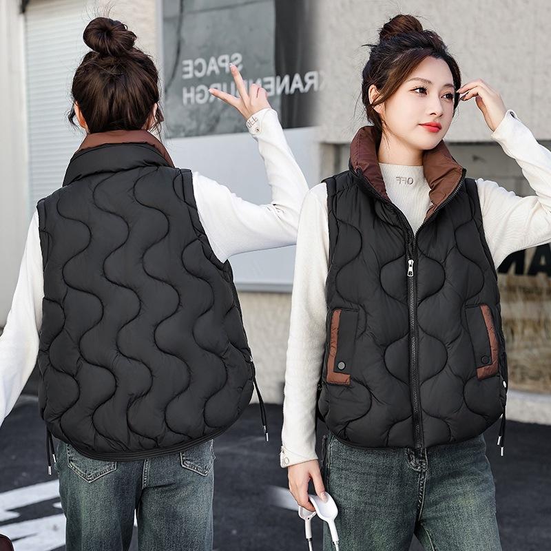 Cotton vest women's autumn and winter new fashion small stand-up collar warm jacket age-reducing foreign vest