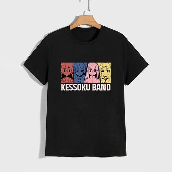 T-shirt in Puro Cotone di Alta Qualità Stampa Kessoku Band T-shirt Uomo Donna Quotidiana Casual Comfort Magliette Anime Giapponese Manica Corta Top