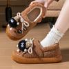 Cotton slippers autumn and winter bags and cartoon home thick-soled plush warm fluffy shoes can be