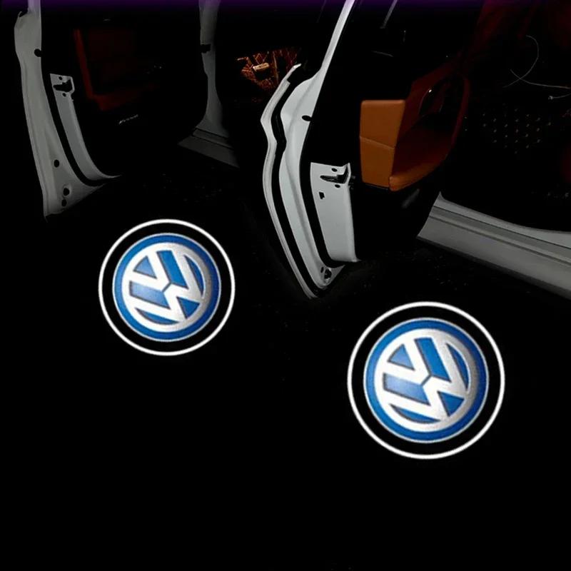 For VW New 2PCS Car Welcome Light Door Logo Lamp For Volkswagen Golf MK4 MK6 MK7 Jetta Touareg Beetle Passat Polo Tiguan CC Ac