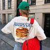 Retro Foodie Printed Women Fashion Clothes Pancake Graphic Top Cute Streetwear TShirts Oversized Egirl Grunge Y2k Aesthetic Tee
