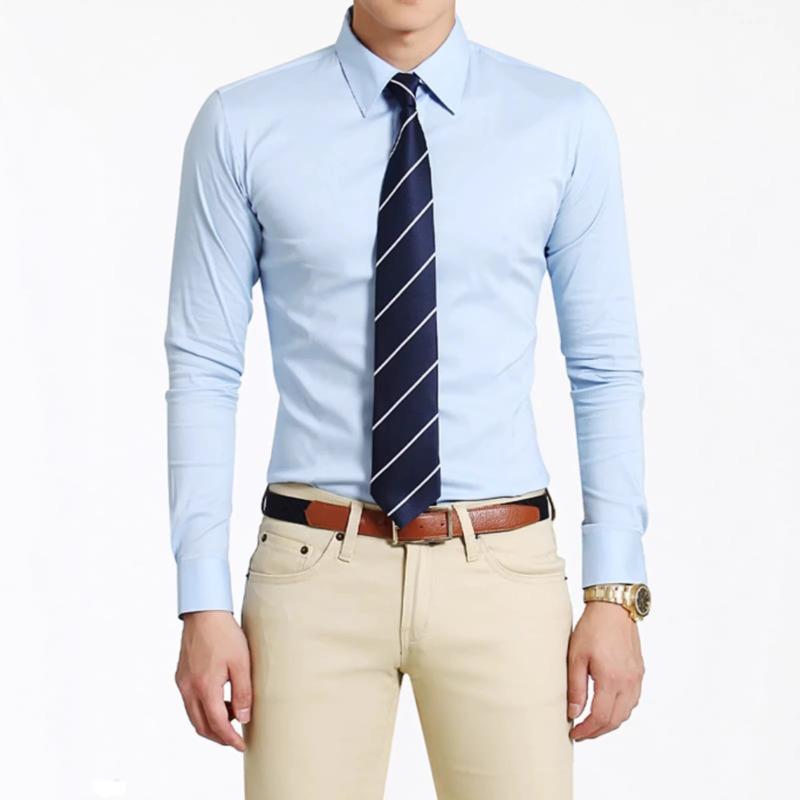 Solid Color Wine Red Non Iron Slim Fit Long Sleeve Business Casual Men Dress Shirt