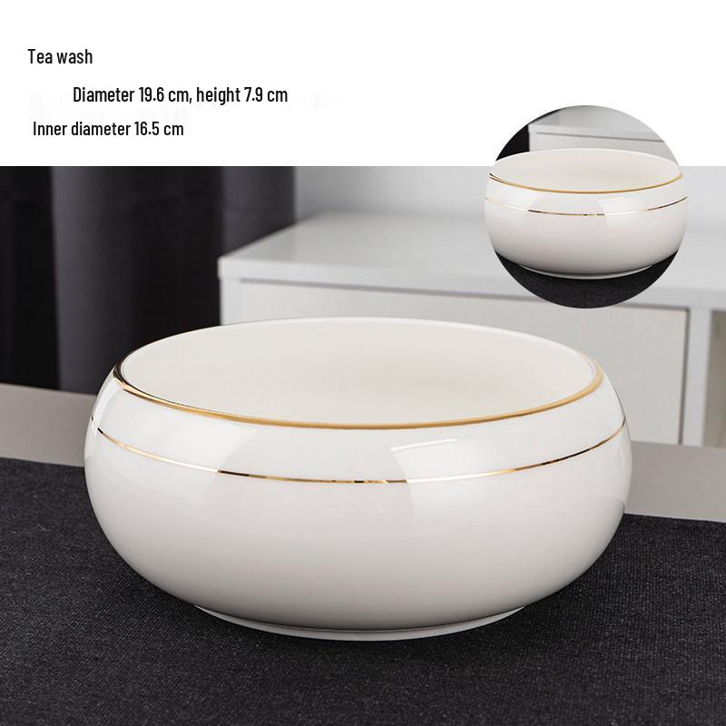 Large Chinese Style Blue and White Porcelain Tea Wash Basin and Cup Washer with Lan Ting Xu Calligraphy - Retro Ceramic Brush Washer