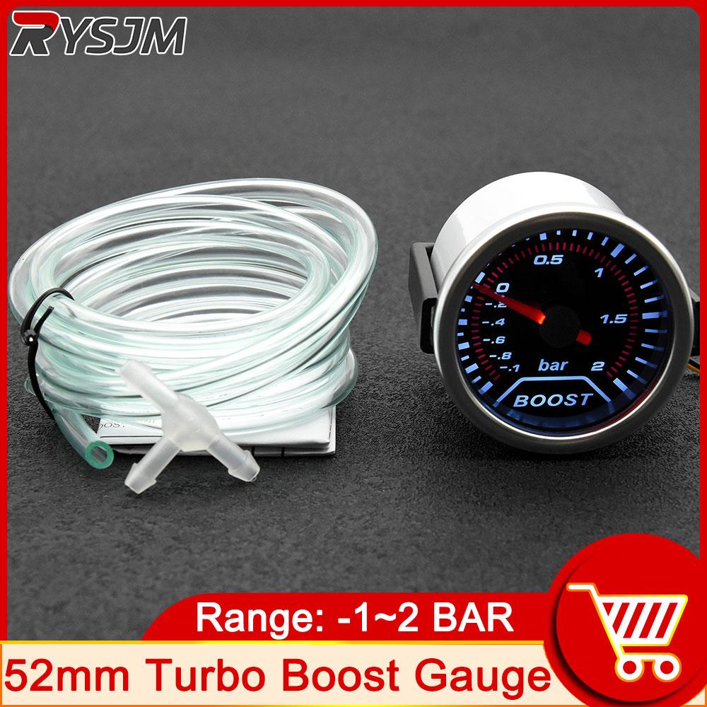 AD 52mm Bar PSI White Led Light Pressure Turbo Boost Gauge Meter 12V Car Motorcycle Auto Accessories Turbo Pressure Gauge