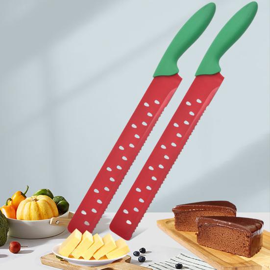 Coltello per Anguria con Custodia, Taglierino Dentato in Acciaio Inossidabile per Tagliare Anguria Pane Torta Formaggio, Strumento Multiuso per Cucina e Pasticceria