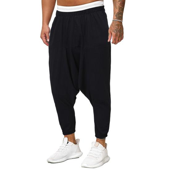

Men Pants Solid Color Ankle-banded Baggy Loose Elastic Waist Daily Wear Pleated Deep 2XL чорний