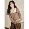 Women's Faux Two-Piece Christmas Knit Sweater