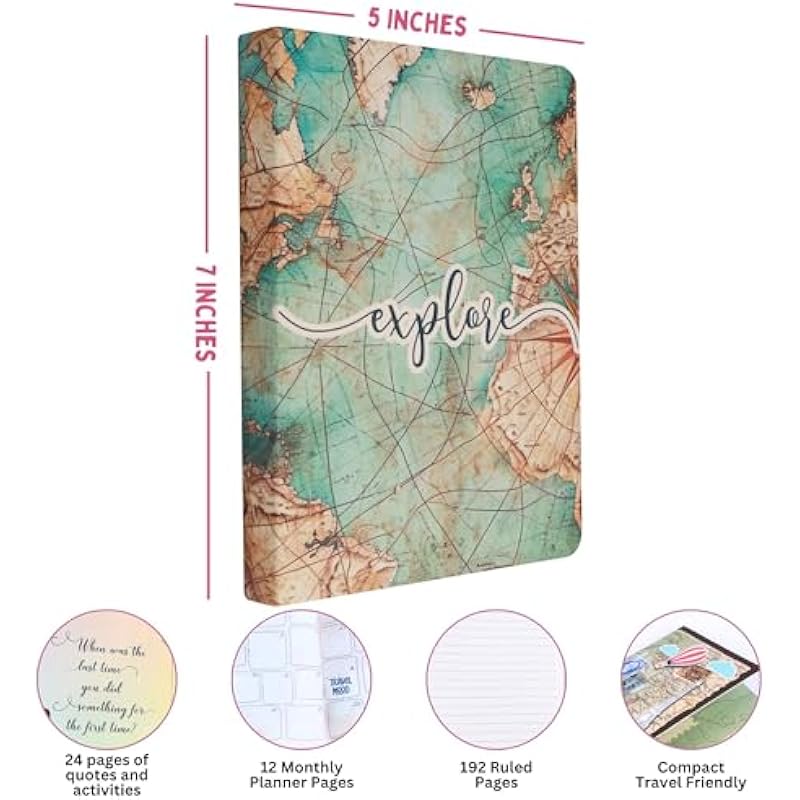 

Doodle Travelogue Hard Bound B6 Travel Planner | 24 Monthly Planner Pages | 24 Motivational Quote Pages (5 X 7 Inches, 8 B6