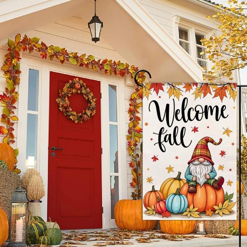 Easy Install Thanksgiving Yard Flag Fall Outdoor Decoration with Waterproof Sun Resistant Fabric Outdoor Hanging Flags