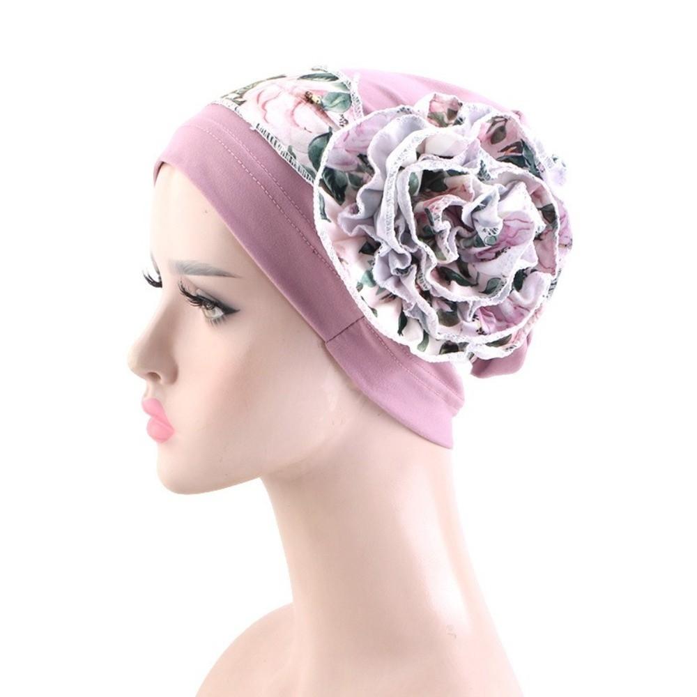 Postpartum Headscarf Big Flower African Turban Breathable Comfortable Muslim Hijab Caps Print Bonnet Beanies For Women