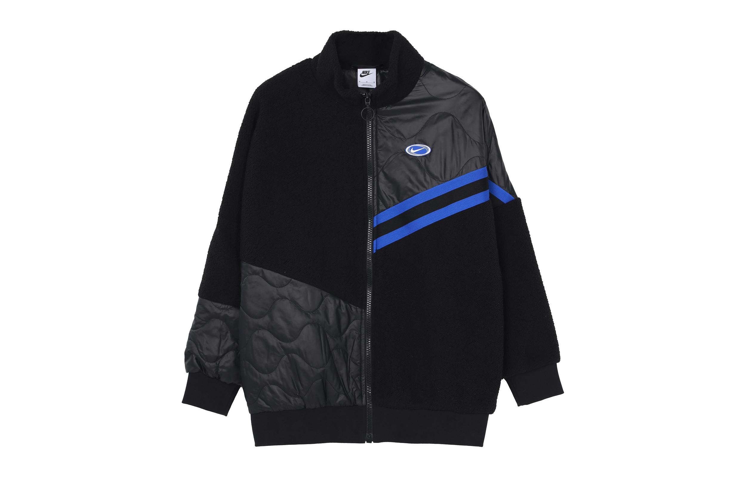 Nike Velvet Jackets Women s Black Stand Collar Thickened And Fleece Lined FB1821-010 L