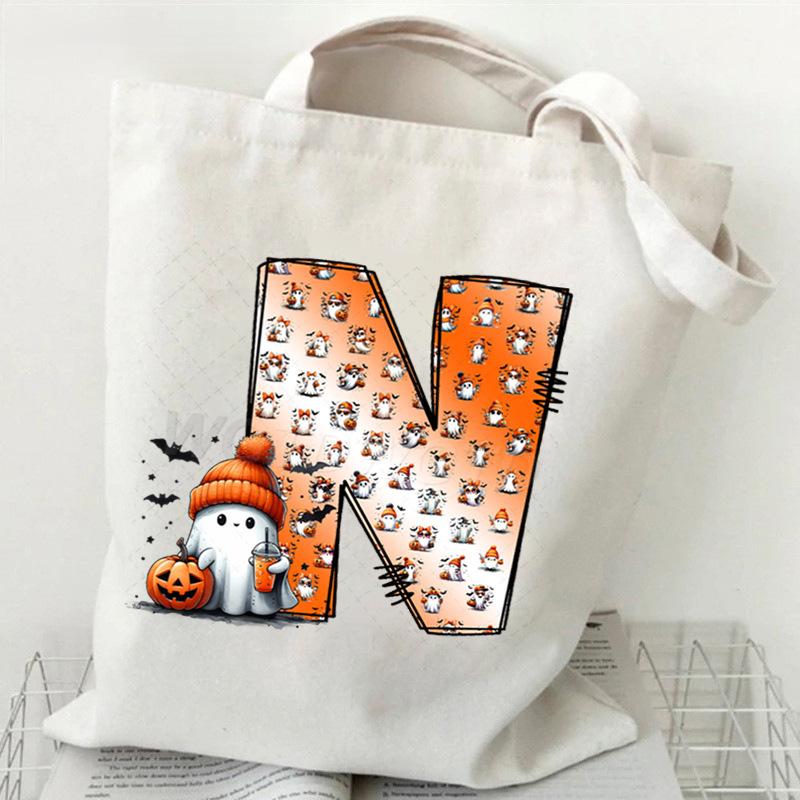 New Halloween 26 Letter Print Fashion Shoulder Bag Multi-function Portable Handbag Casual Versatile