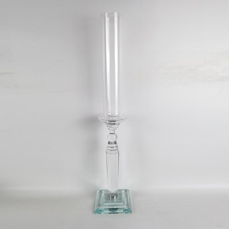 Crystal Single-Head Candlestick for Wedding and Event Decor - High Glass Tube Candle Holder