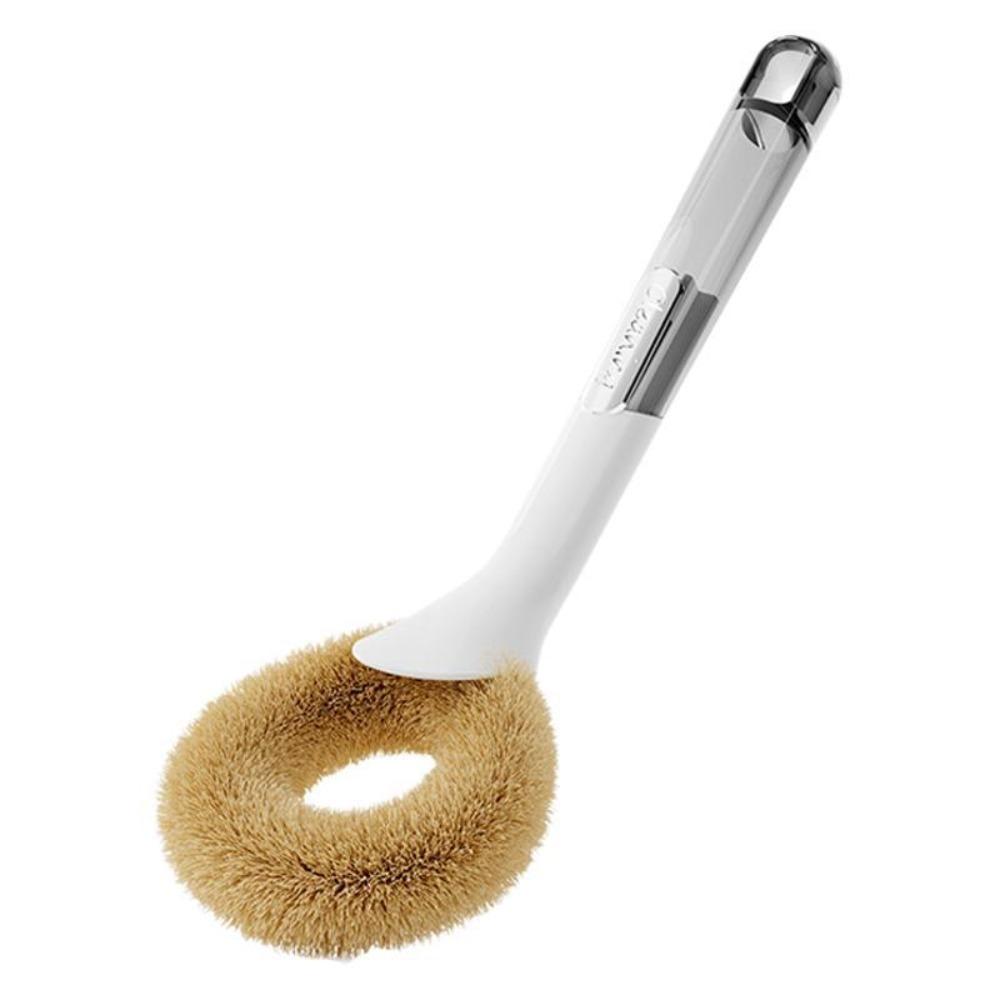 Long Handle Coconut Fiber Pot Brush Heat-resistant Dish Brush Household Pot Scrubber Pan белый